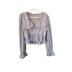 Fashion Nova Womens Blouse Top Cheetah Print Crop Long Sleeve X-Large